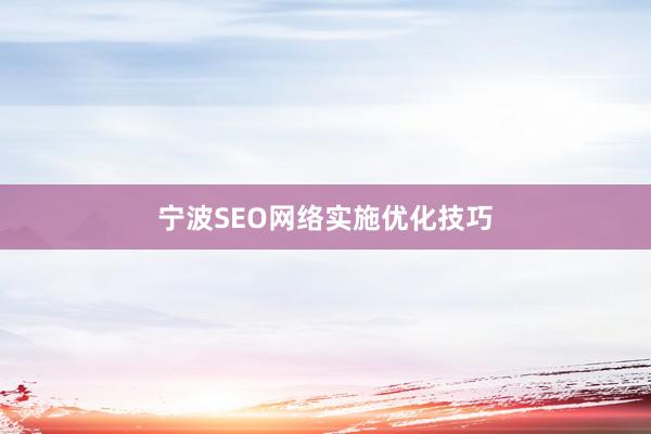宁波SEO网络实施优化技巧